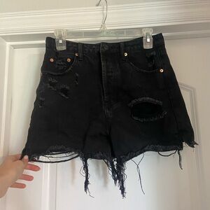 Signature8 High-Waisted Black Distressed Jean Shorts